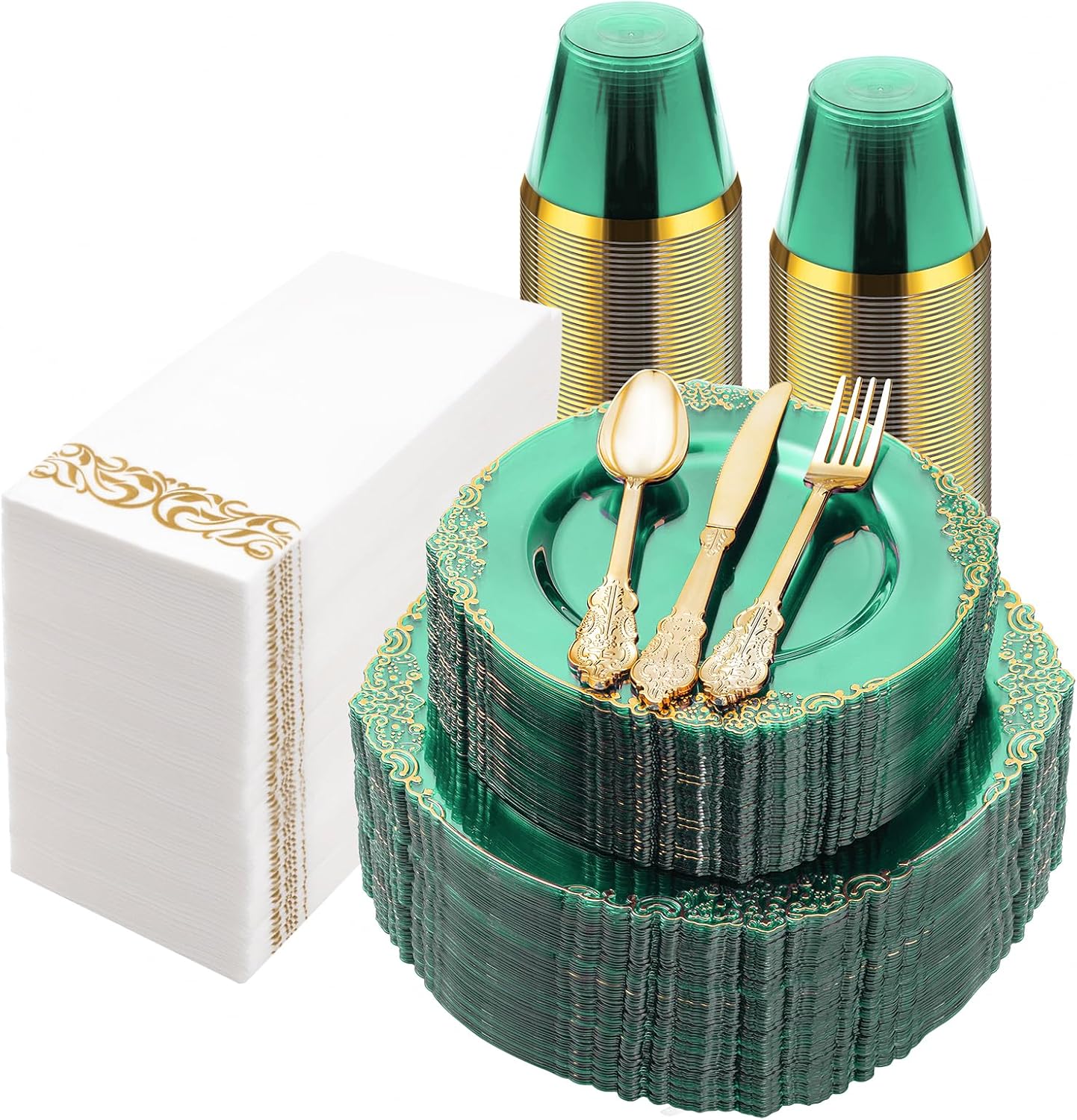 Party Set – Clear Green Disposable 350PCS